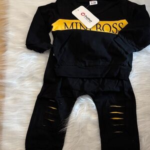 PatPat Black and Gold 'Mini Boss' Top